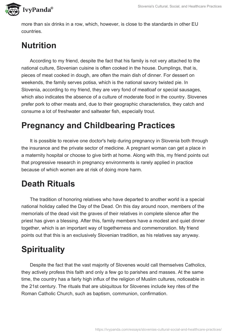 Slovenia's Cultural, Social, and Healthcare Practices. Page 3