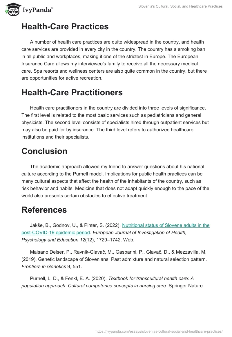 Slovenia's Cultural, Social, and Healthcare Practices. Page 4
