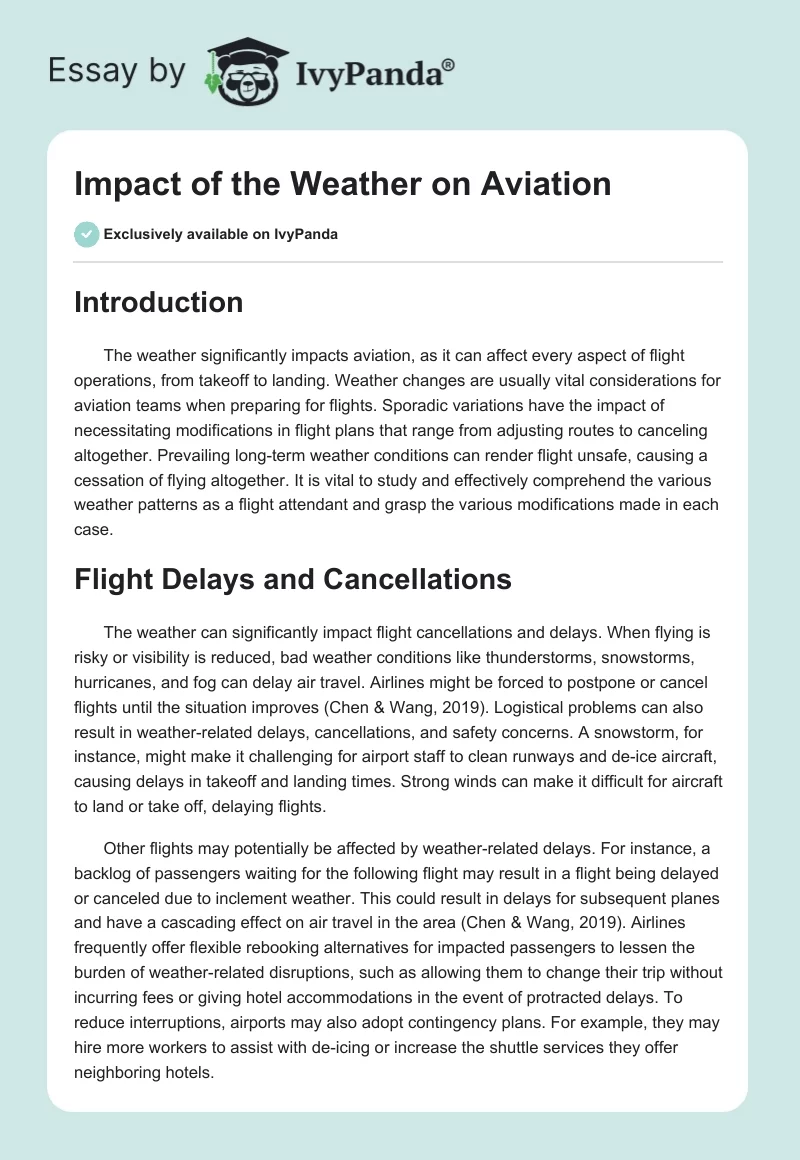 Impact of the Weather on Aviation. Page 1