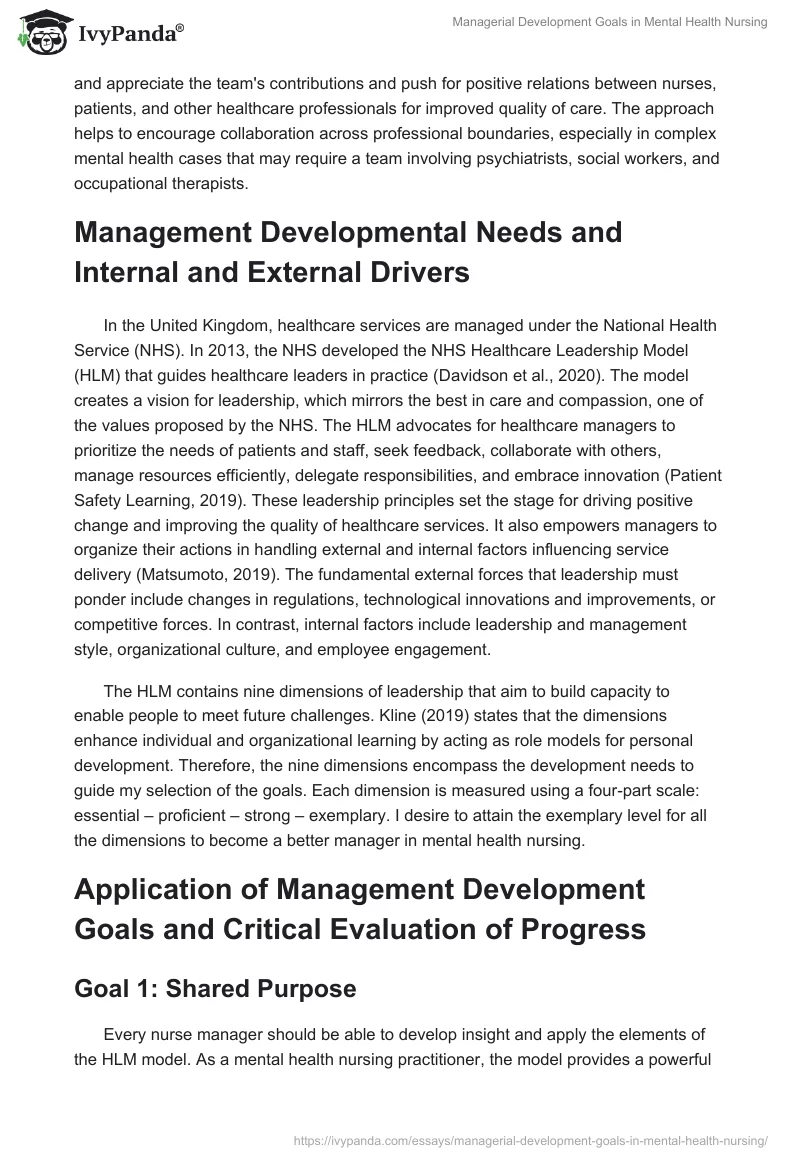 Managerial Development Goals in Mental Health Nursing. Page 2