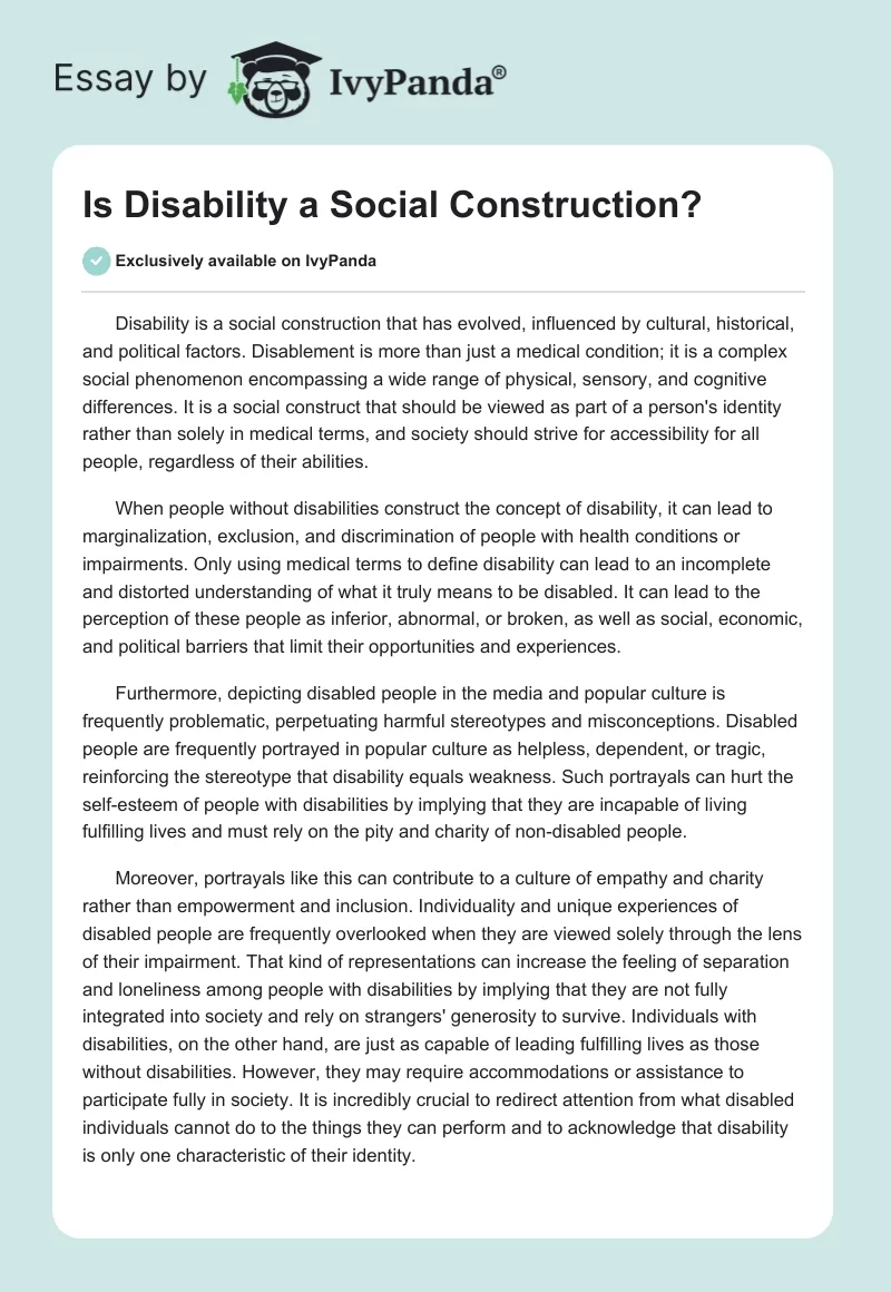 Is Disability a Social Construction?. Page 1