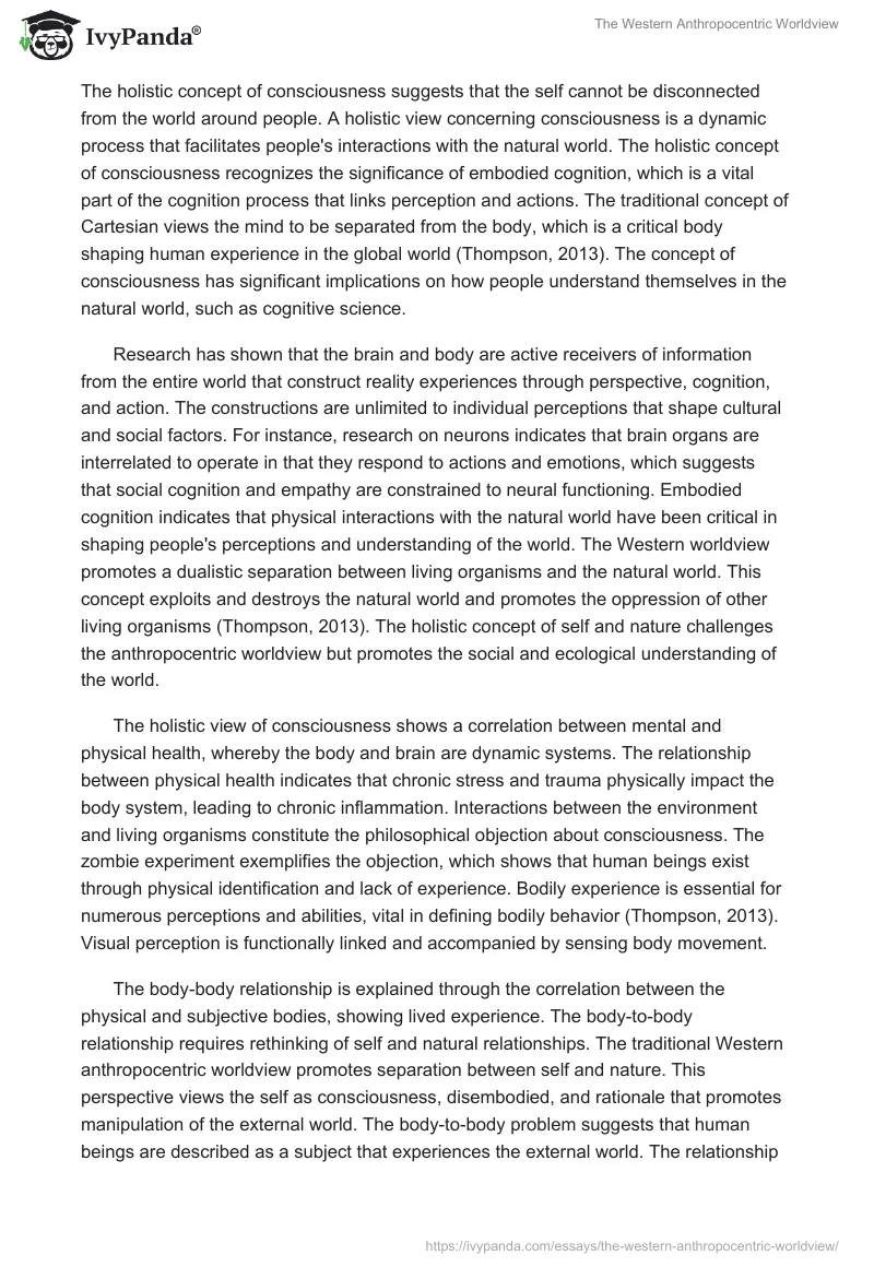 The Western Anthropocentric Worldview. Page 4