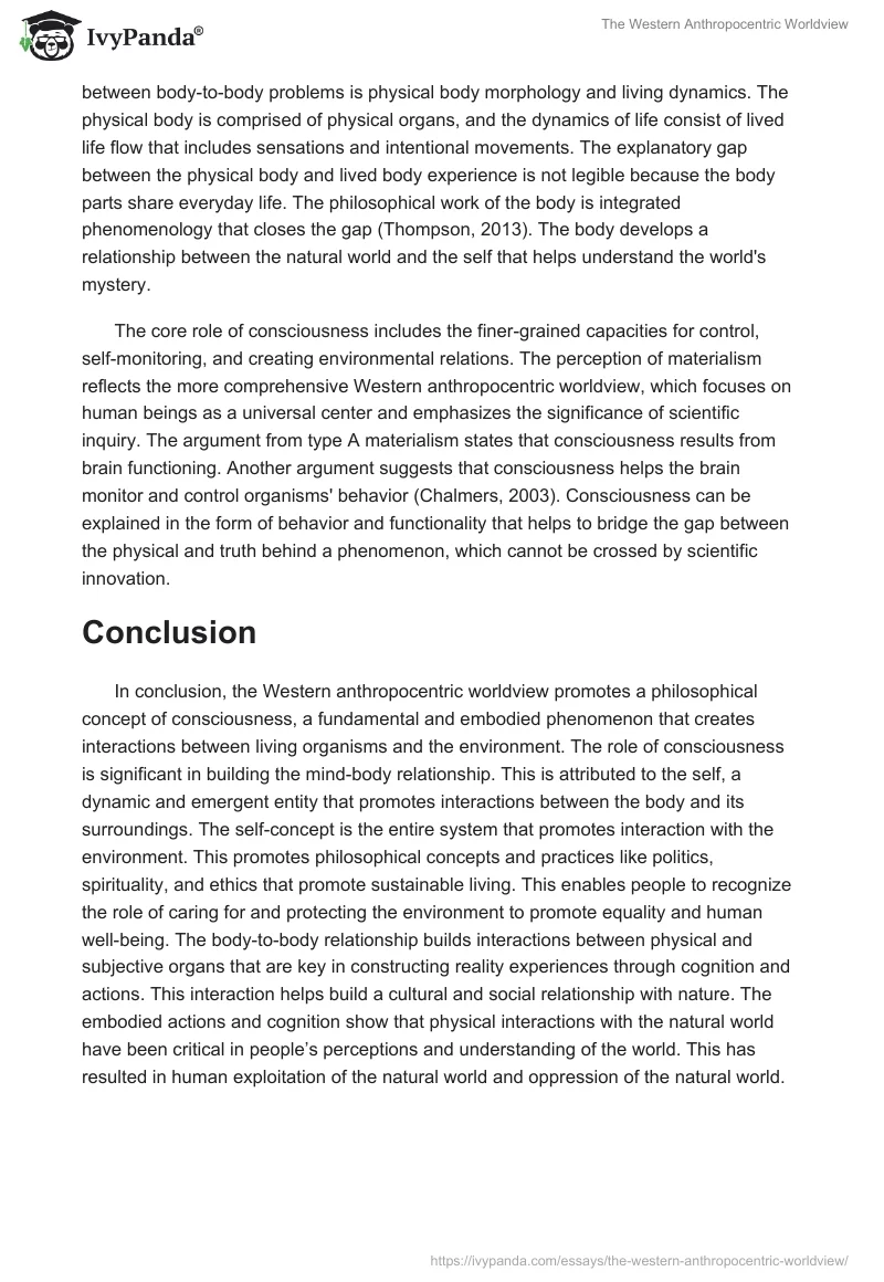The Western Anthropocentric Worldview. Page 5