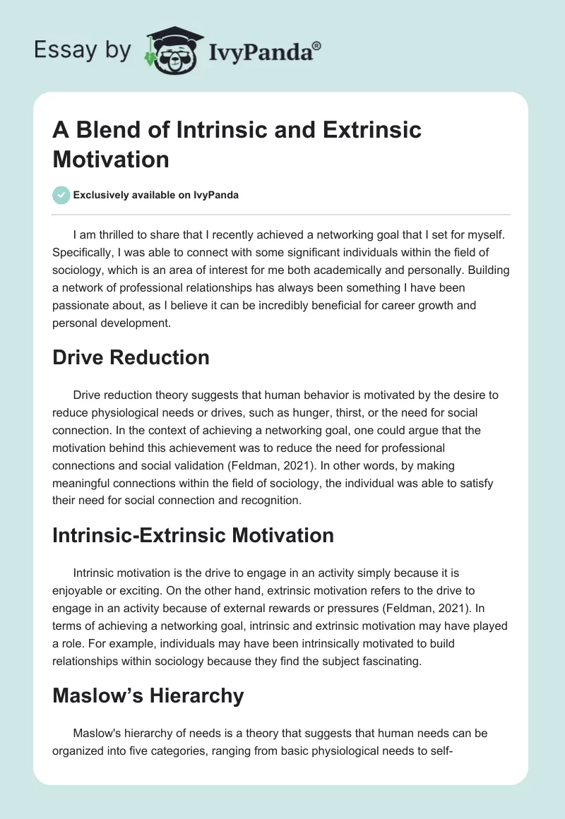 A Blend of Intrinsic and Extrinsic Motivation. Page 1