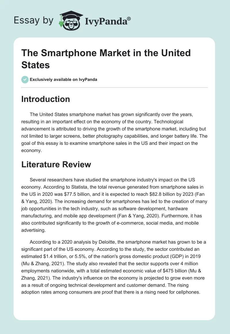 The Smartphone Market in the United States. Page 1