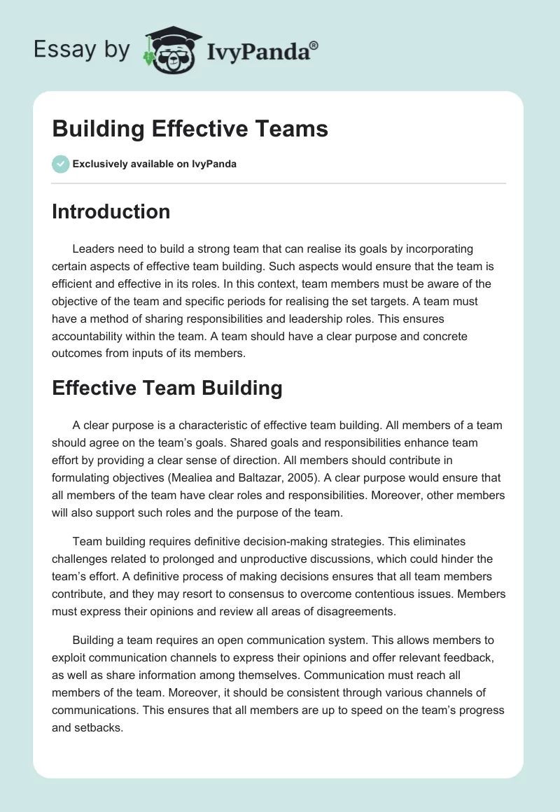Building Effective Teams. Page 1