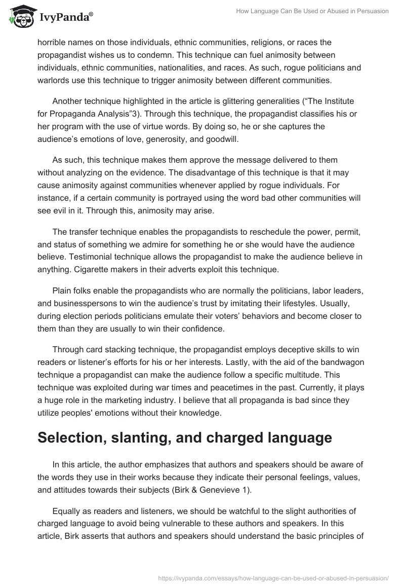 How Language Can Be Used or Abused in Persuasion. Page 2
