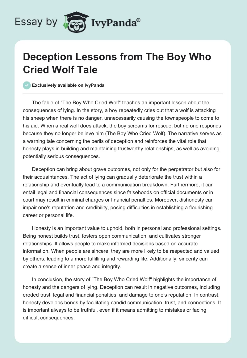 Deception Lessons from "The Boy Who Cried Wolf" Tale. Page 1