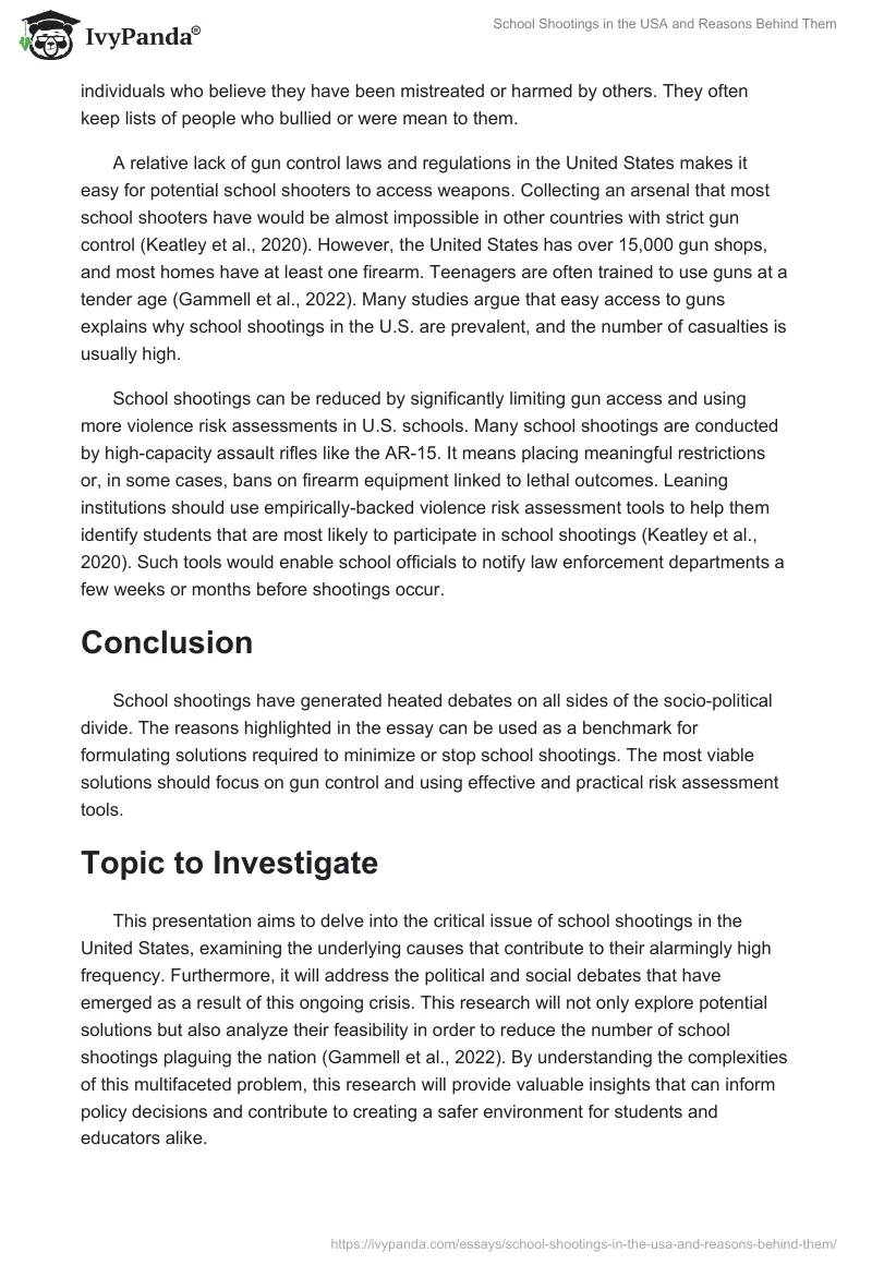 School Shootings in the USA and Reasons Behind Them. Page 2