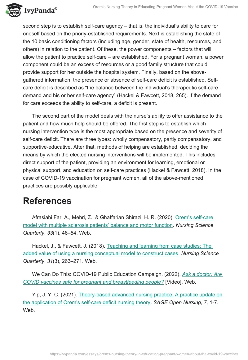 Orem’s Nursing Theory in Educating Pregnant Women About the COVID-19 Vaccine. Page 2