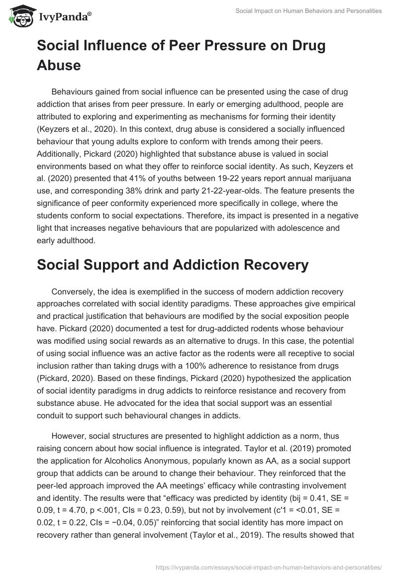 Social Impact on Human Behaviors and Personalities. Page 3
