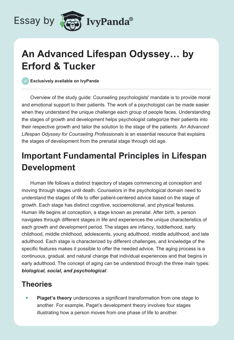 "An Advanced Lifespan Odyssey…" by Erford & Tucker. Page 1
