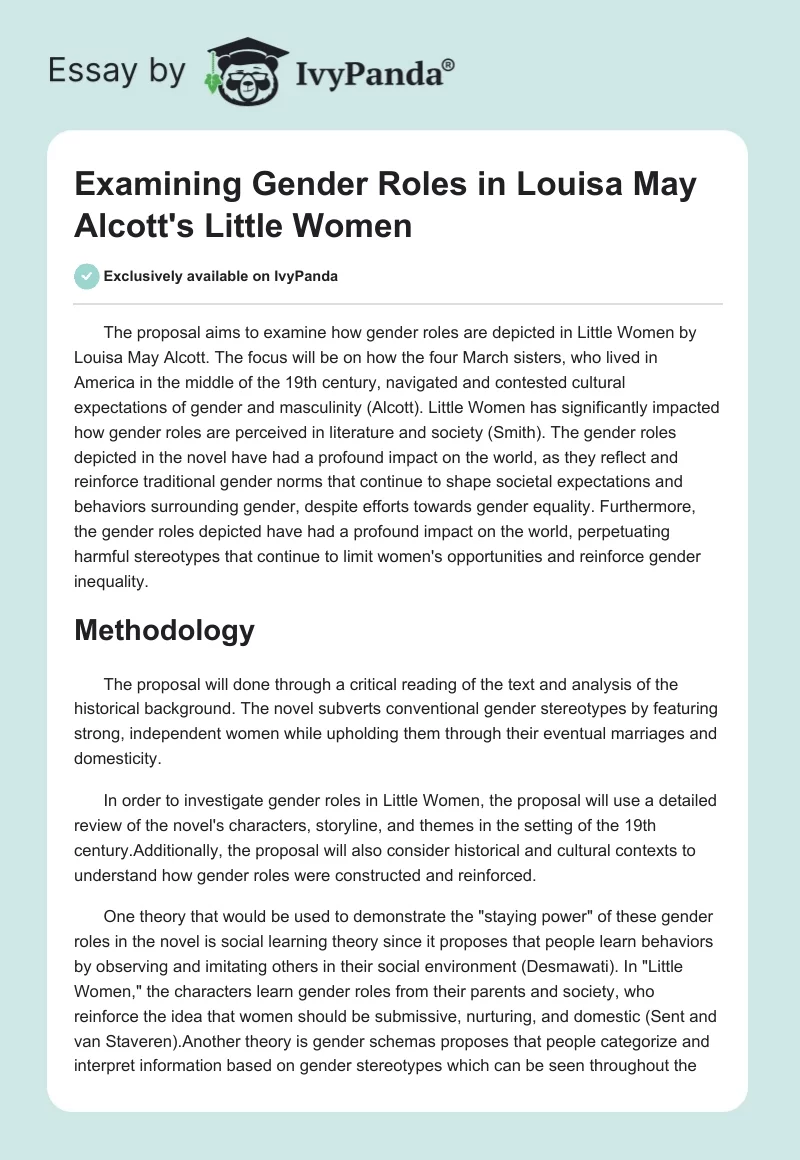 Examining Gender Roles in Louisa May Alcott's Little Women. Page 1