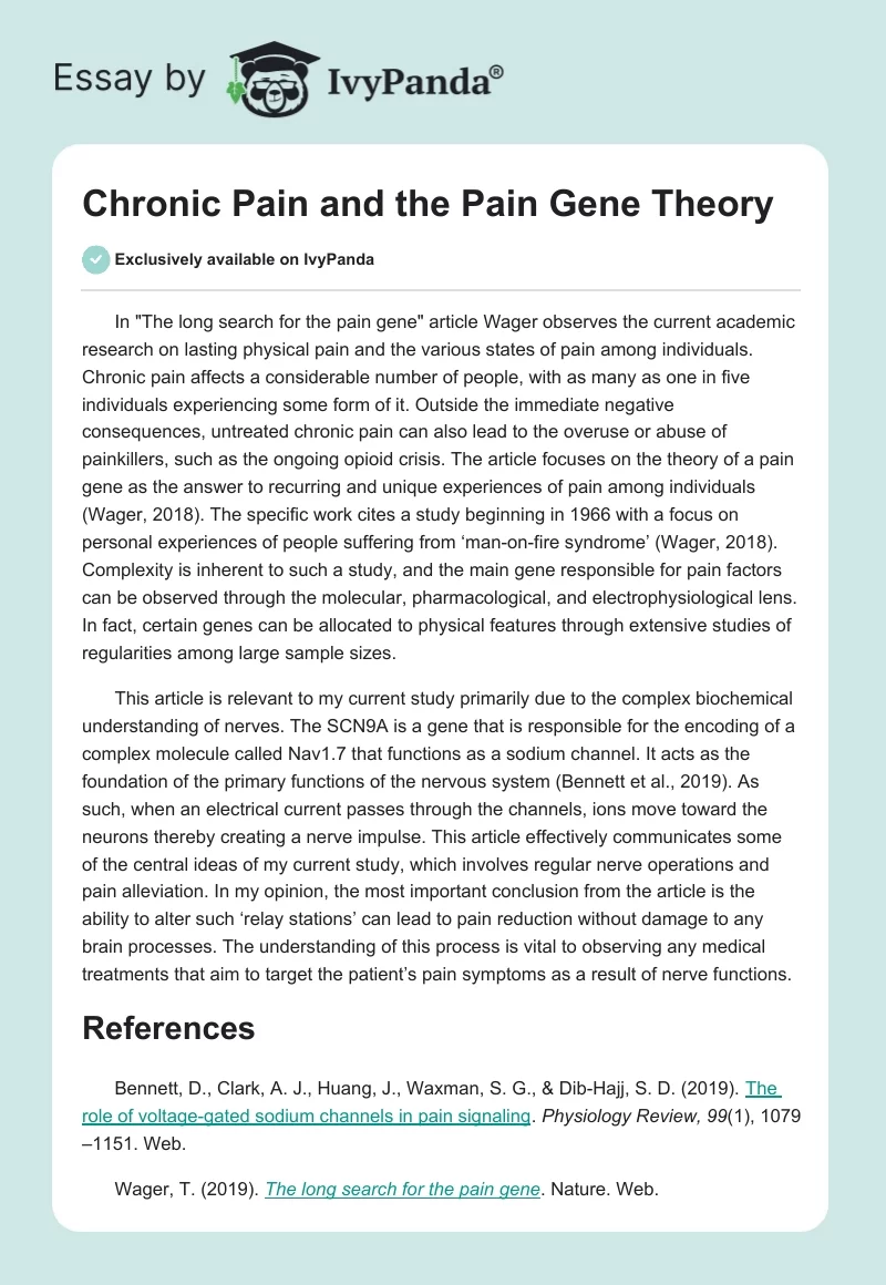 Chronic Pain and the Pain Gene Theory. Page 1
