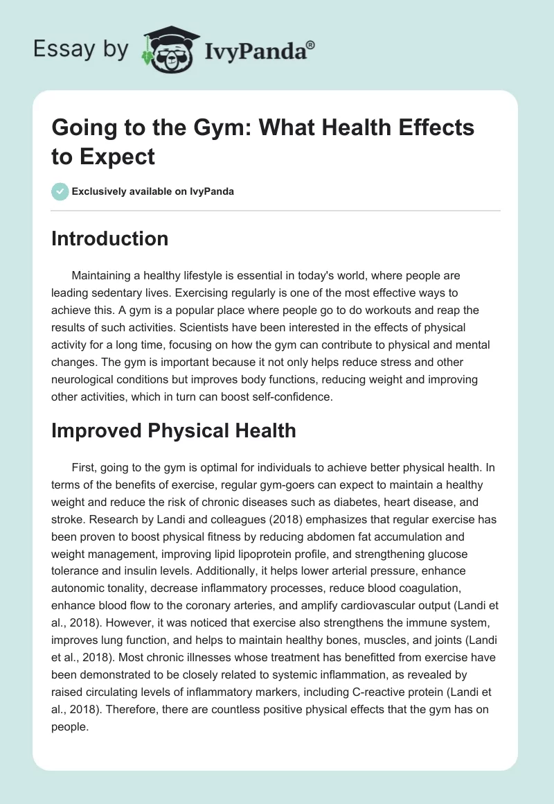 Going to the Gym: What Health Effects to Expect. Page 1