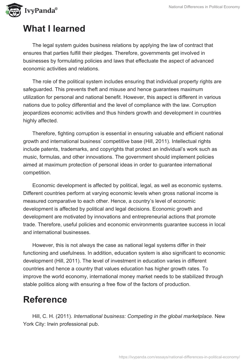 National Differences in Political Economy. Page 2