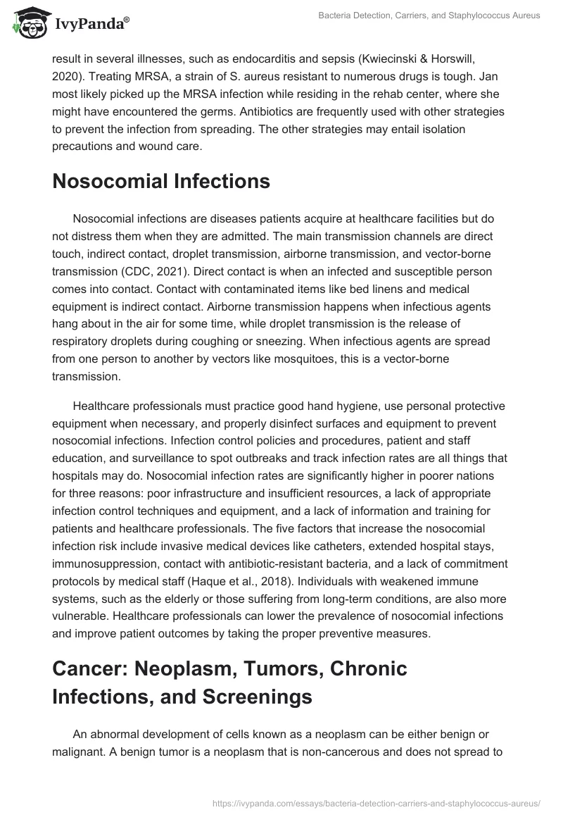 Bacteria Detection, Carriers, and Staphylococcus Aureus. Page 2