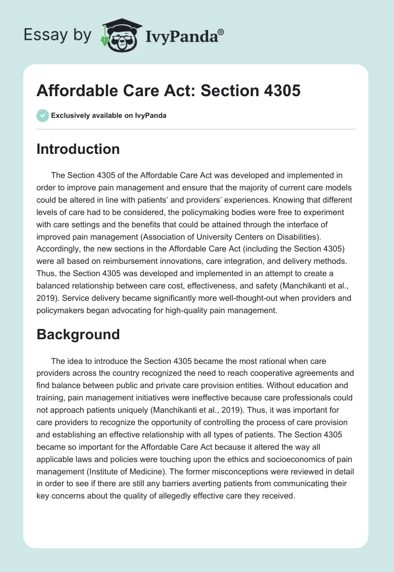 Affordable Care Act: Section 4305. Page 1