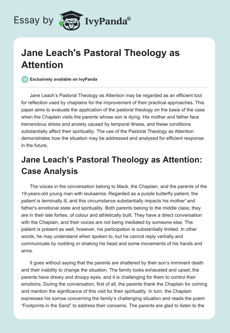 Jane Leach's Pastoral Theology as Attention. Page 1