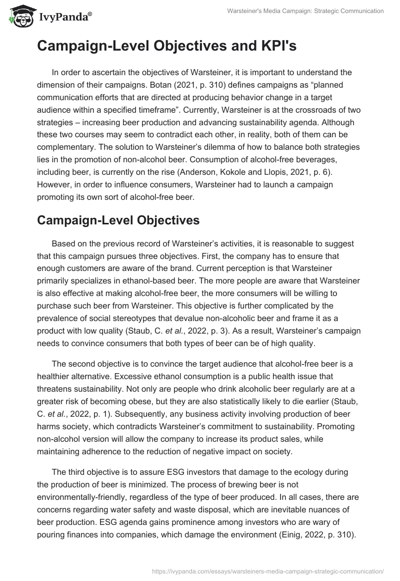 Warsteiner's Media Campaign: Strategic Communication. Page 4