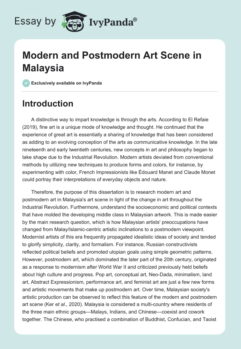 Modern and Postmodern Art Scene in Malaysia. Page 1