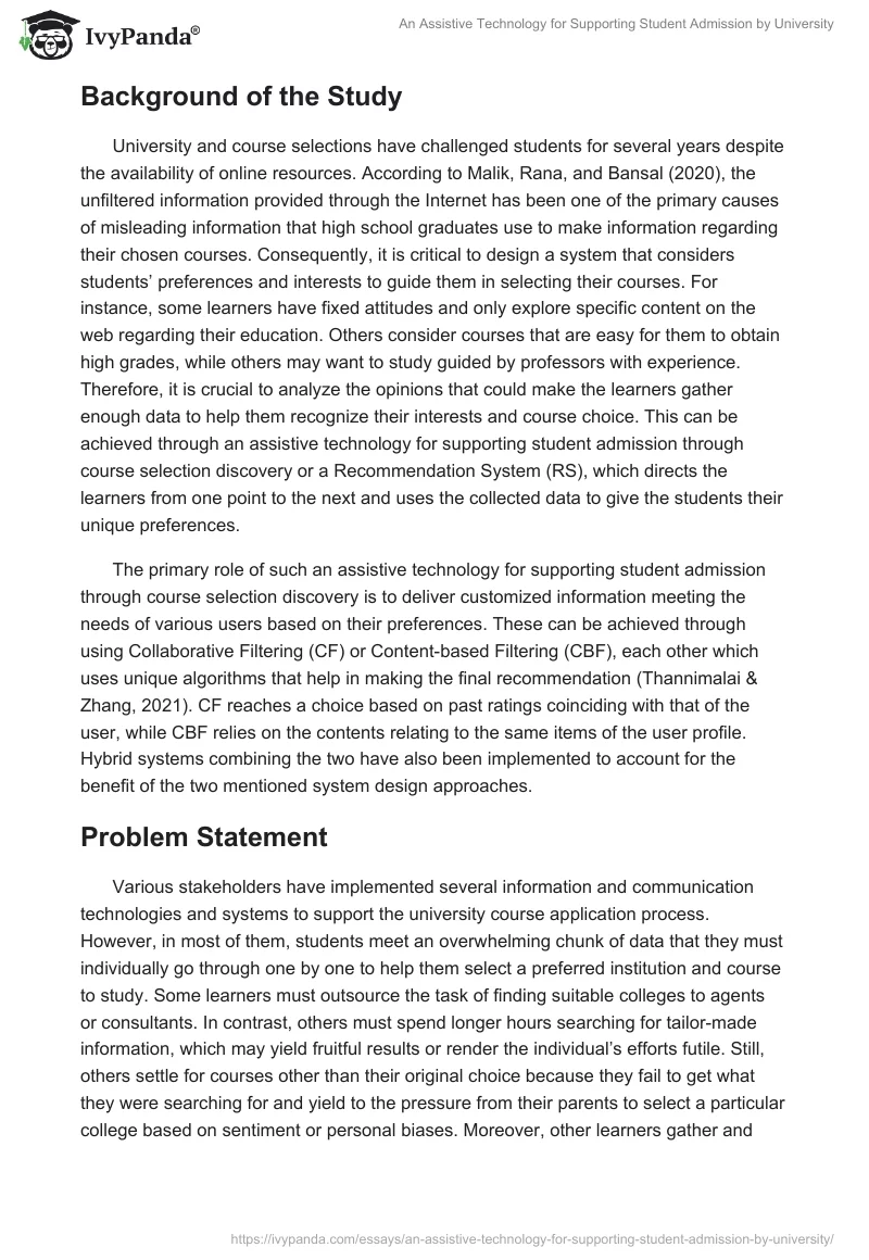 An Assistive Technology for Supporting Student Admission by University. Page 2