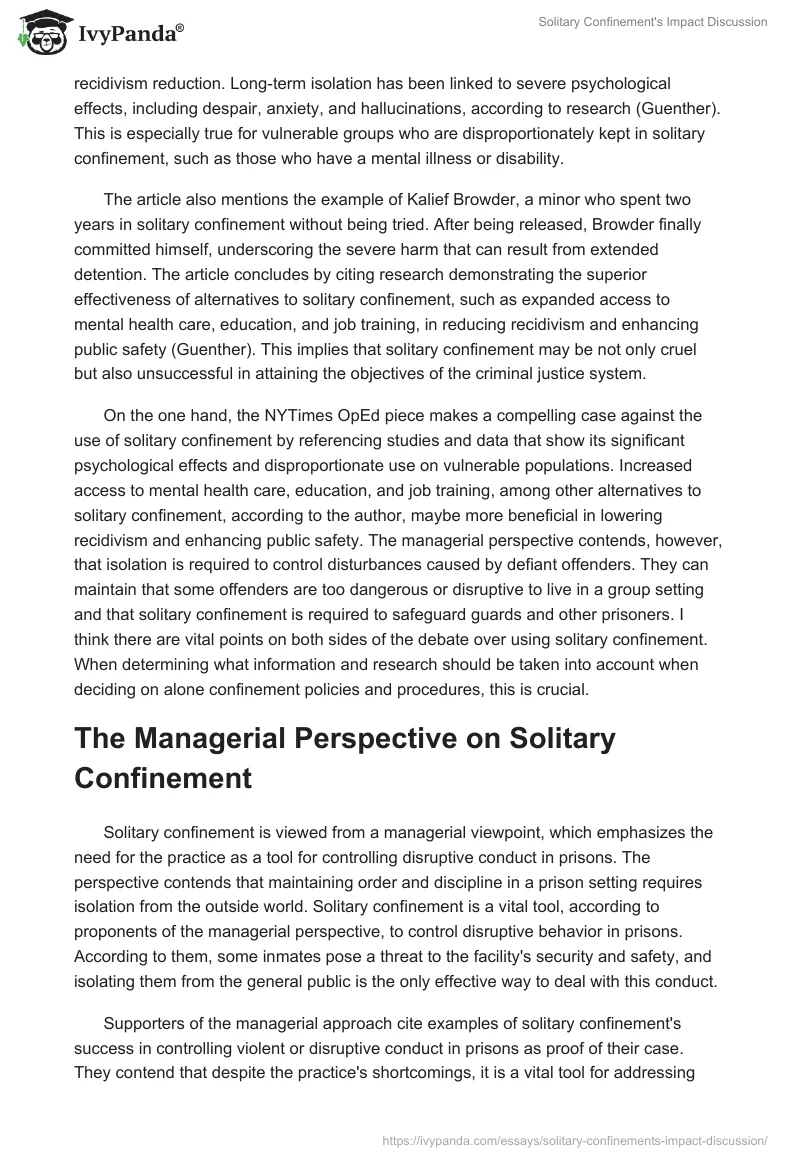 Solitary Confinement's Impact Discussion. Page 3