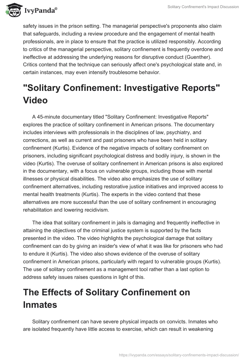 Solitary Confinement's Impact Discussion. Page 4