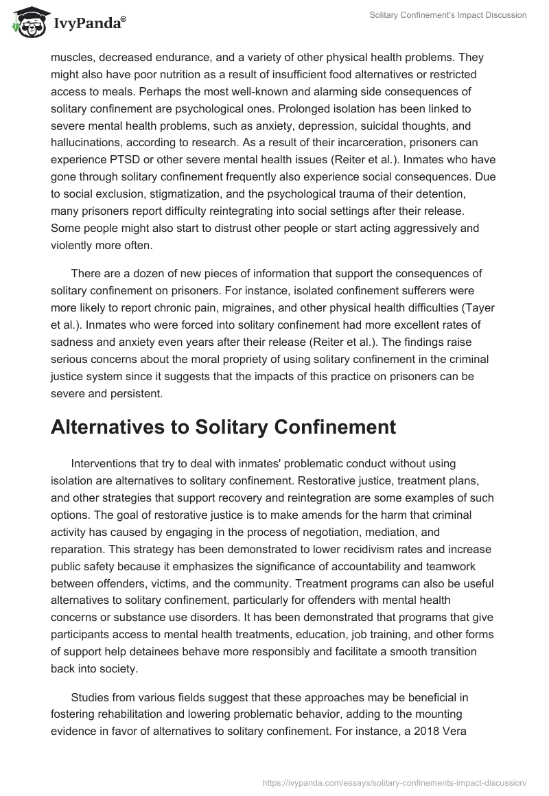 Solitary Confinement's Impact Discussion. Page 5