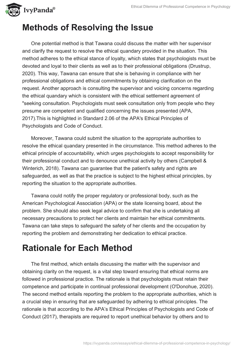 Ethical Dilemma of Professional Competence in Psychology. Page 2