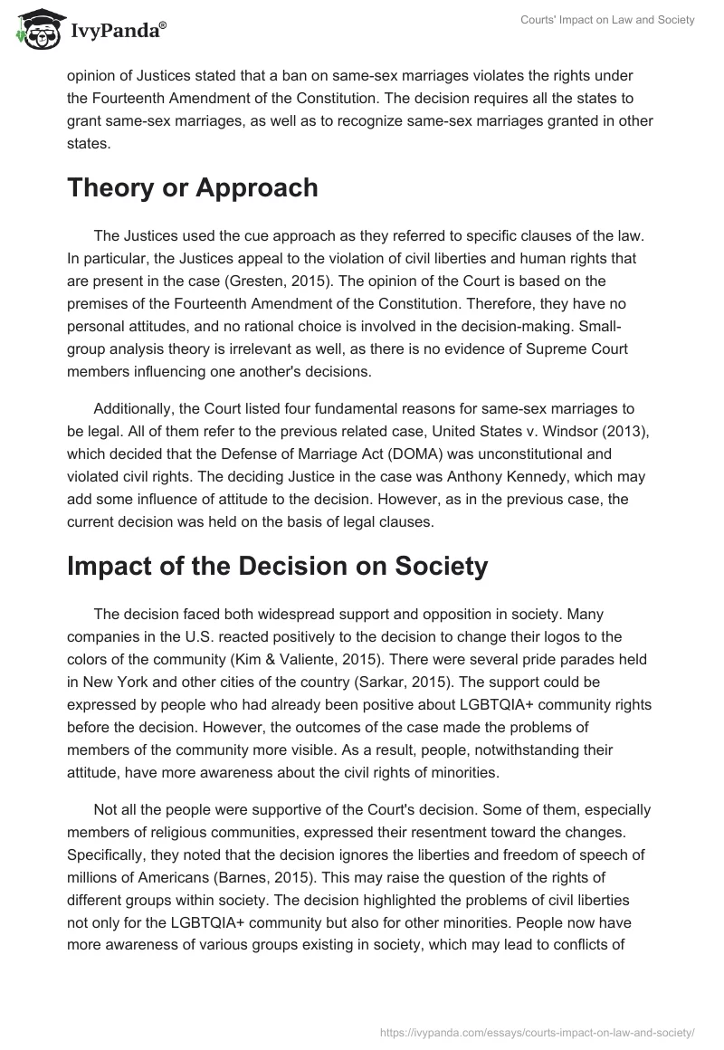 Courts' Impact on Law and Society. Page 2