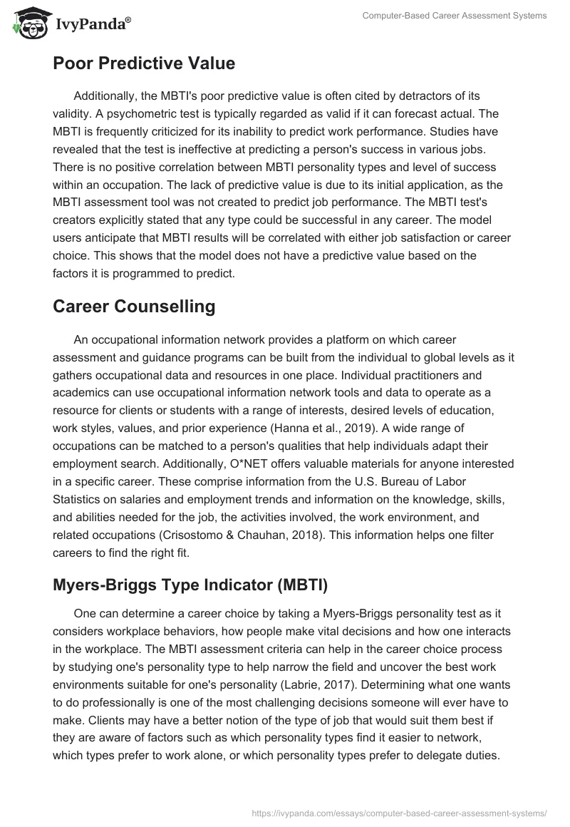 Computer-Based Career Assessment Systems. Page 4