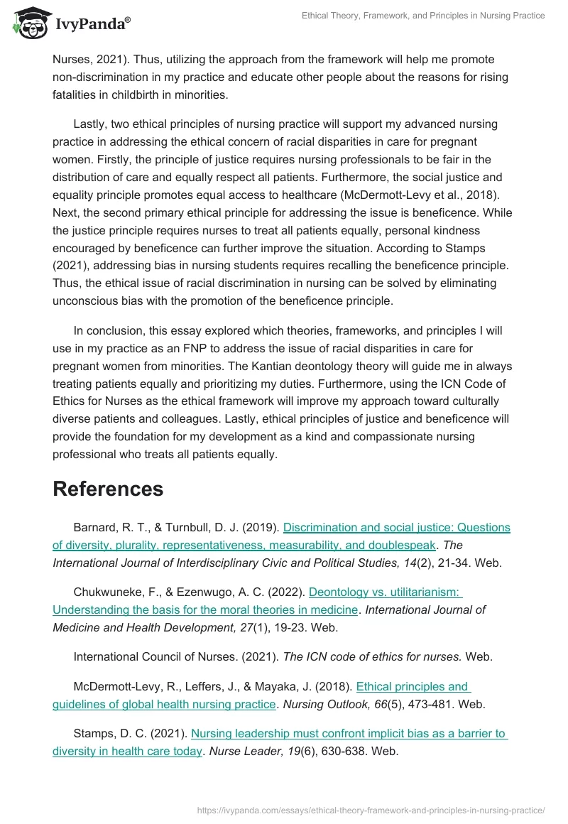 Ethical Theory, Framework, and Principles in Nursing Practice. Page 2
