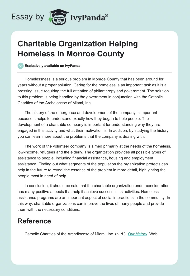 Charitable Organization Helping Homeless in Monroe County. Page 1