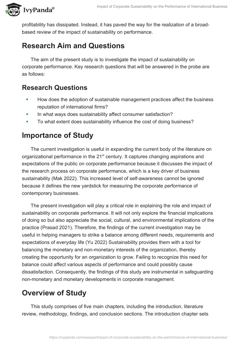 Impact of Corporate Sustainability on the Performance of International Business. Page 2