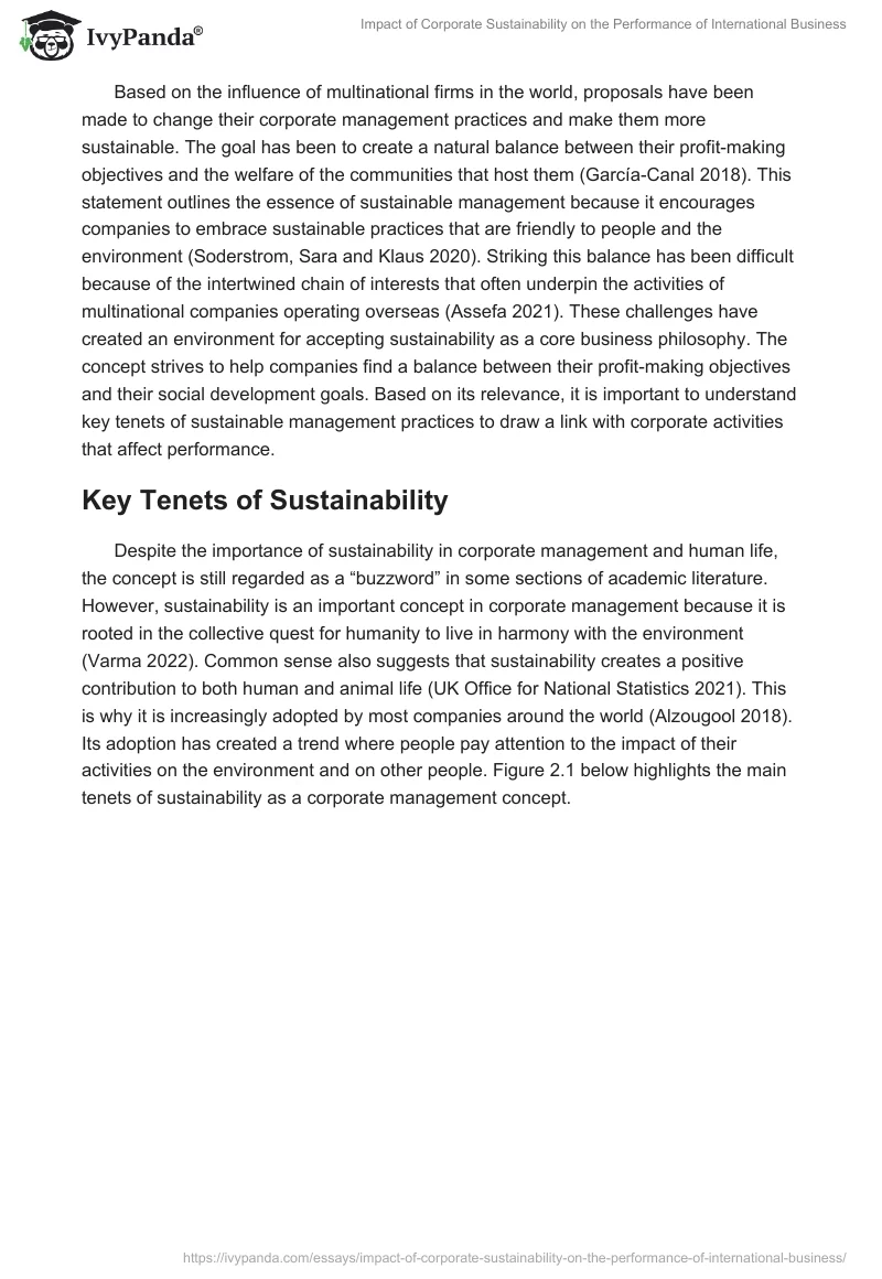 Impact of Corporate Sustainability on the Performance of International Business. Page 5