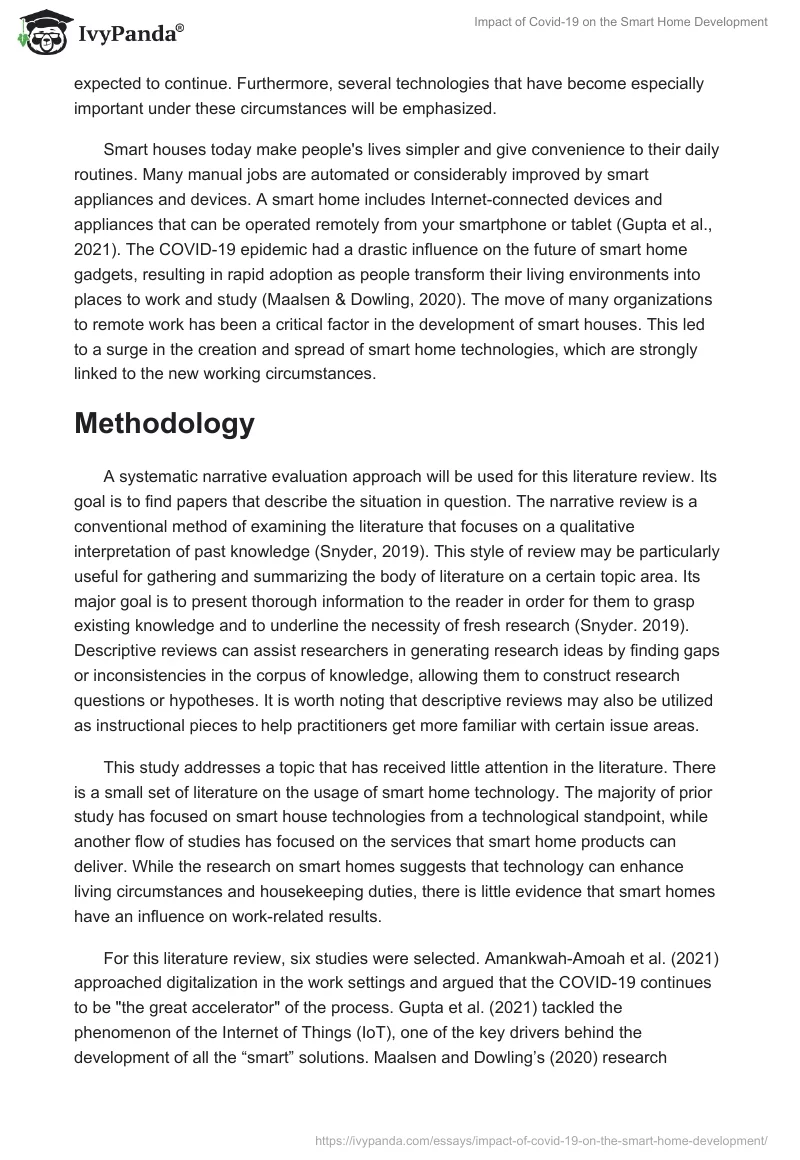 Impact of Covid-19 on the Smart Home Development. Page 2