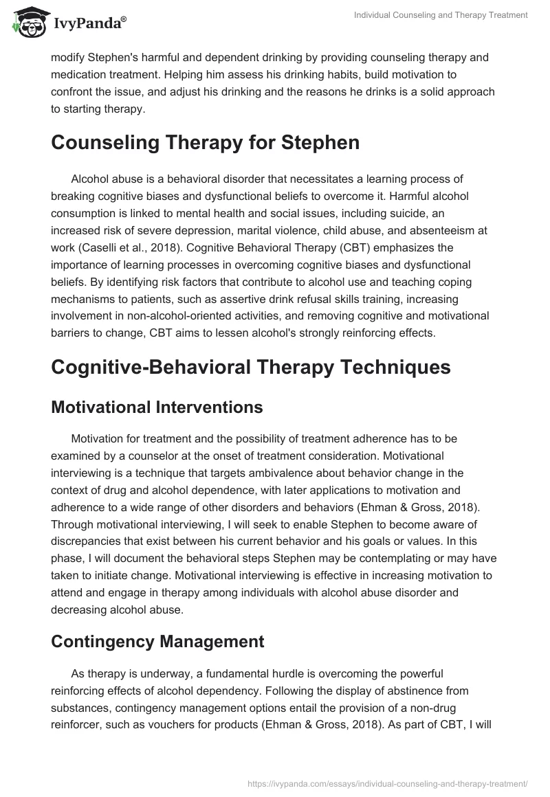 Individual Counseling and Therapy Treatment. Page 2