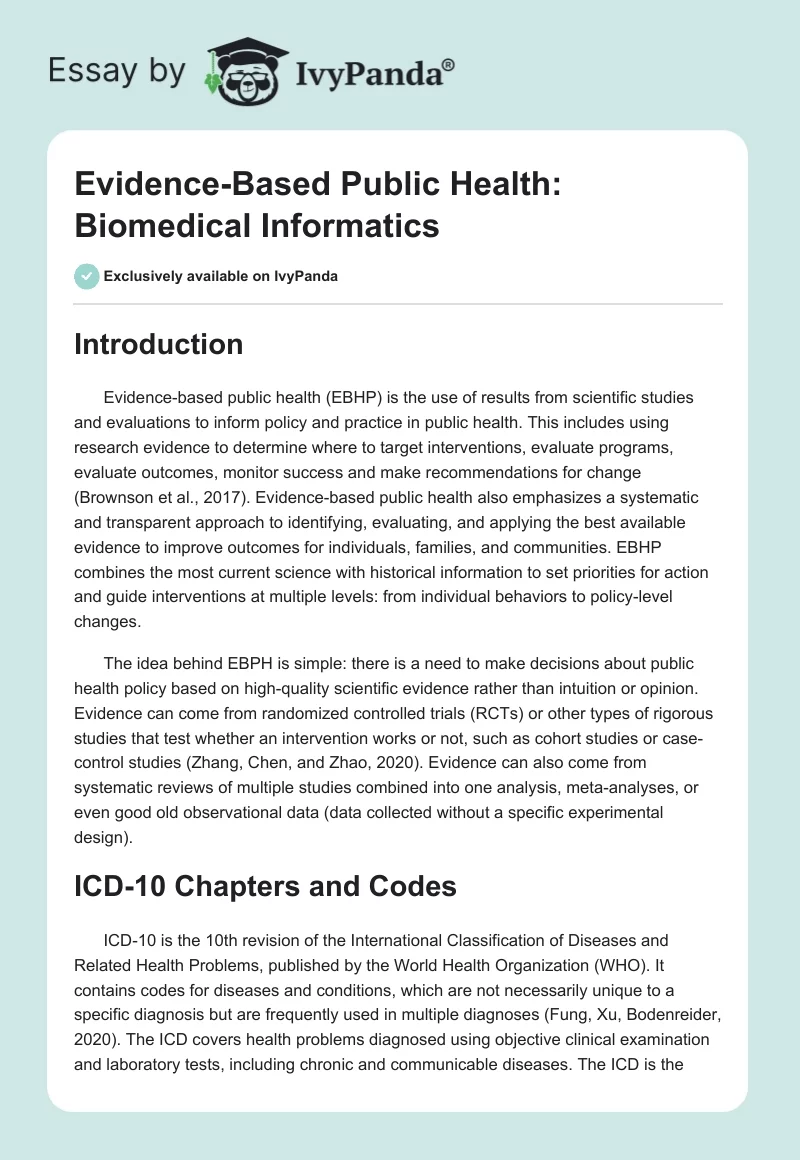 Evidence-Based Public Health: Biomedical Informatics. Page 1