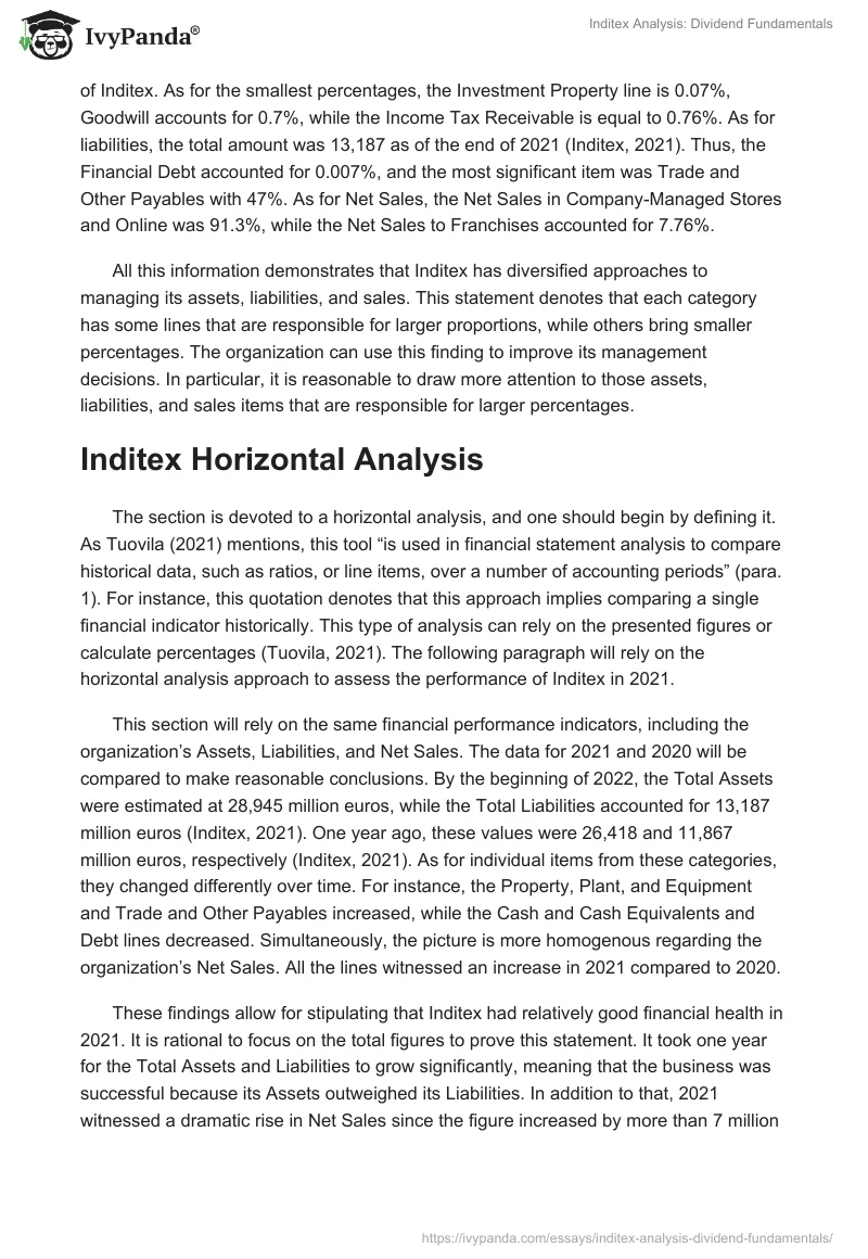 Inditex Analysis: Dividend Fundamentals. Page 2