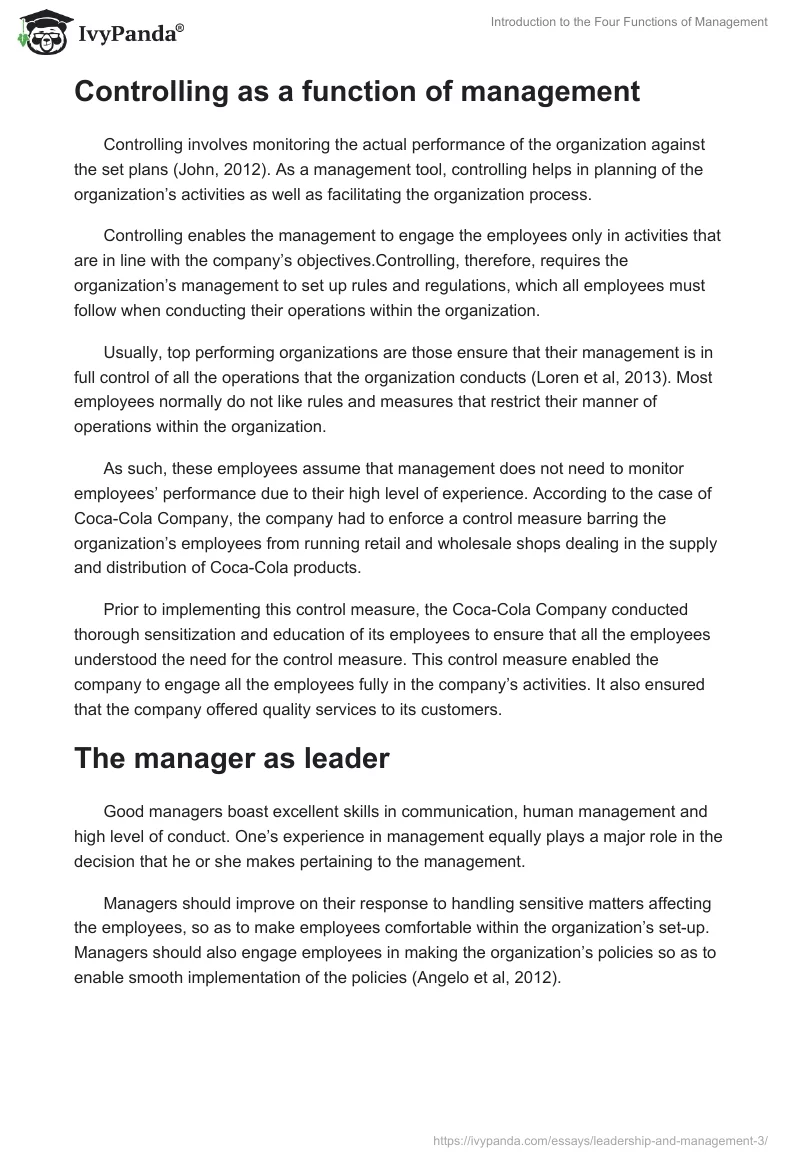 Introduction to the Four Functions of Management. Page 2