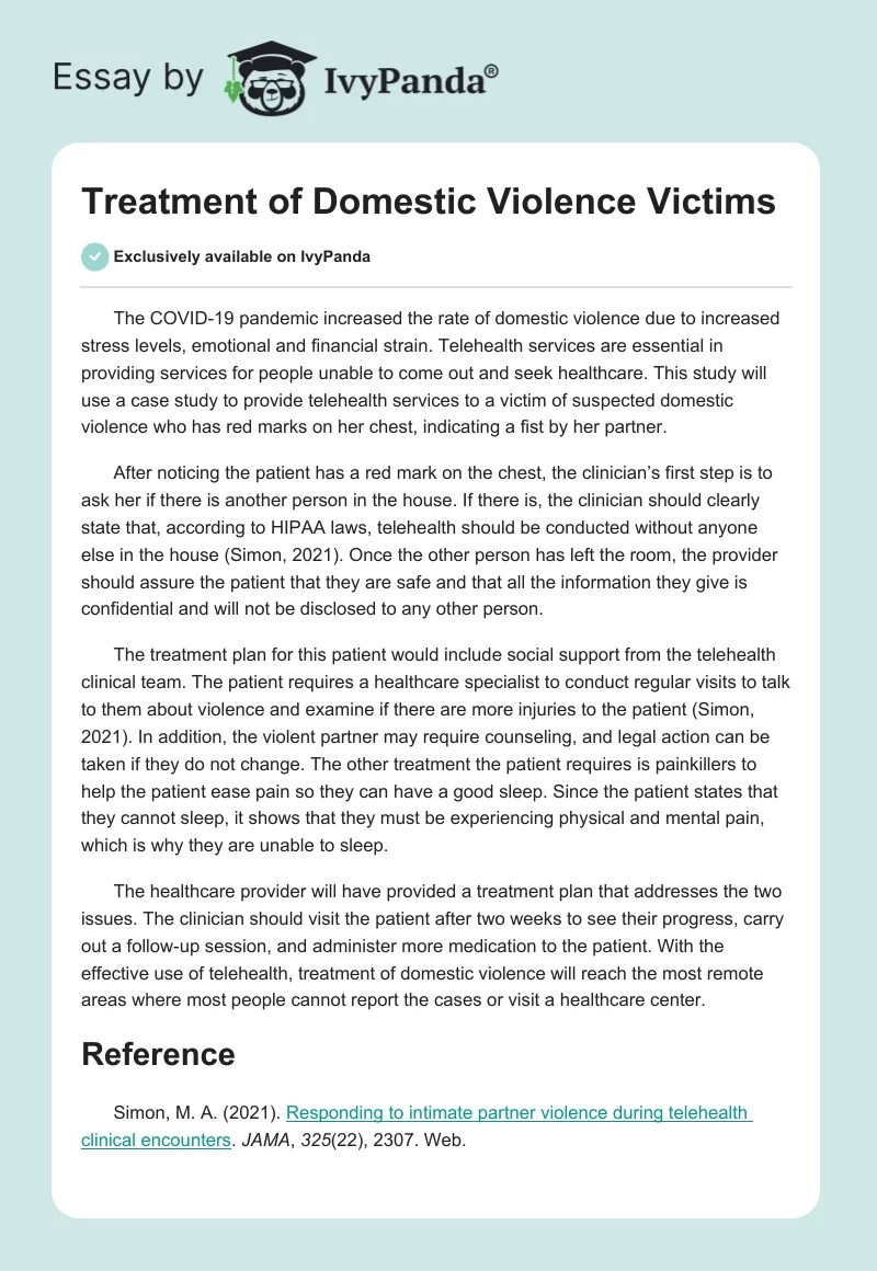 Treatment of Domestic Violence Victims. Page 1