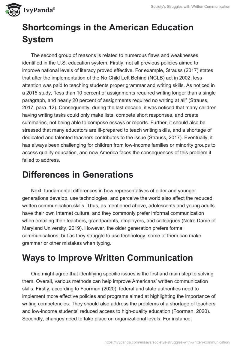 Society's Struggles with Written Communication. Page 2