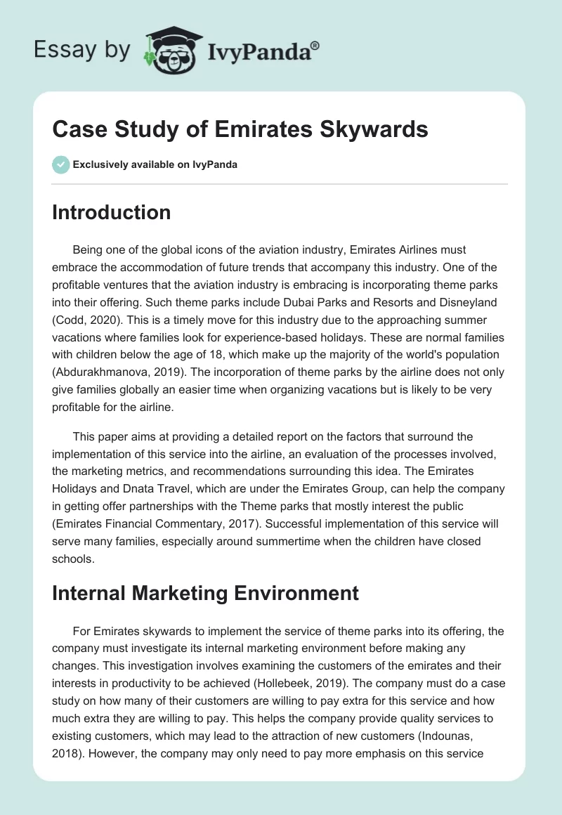 Case Study of Emirates Skywards. Page 1