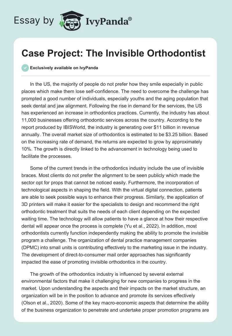Case Project: The Invisible Orthodontist. Page 1