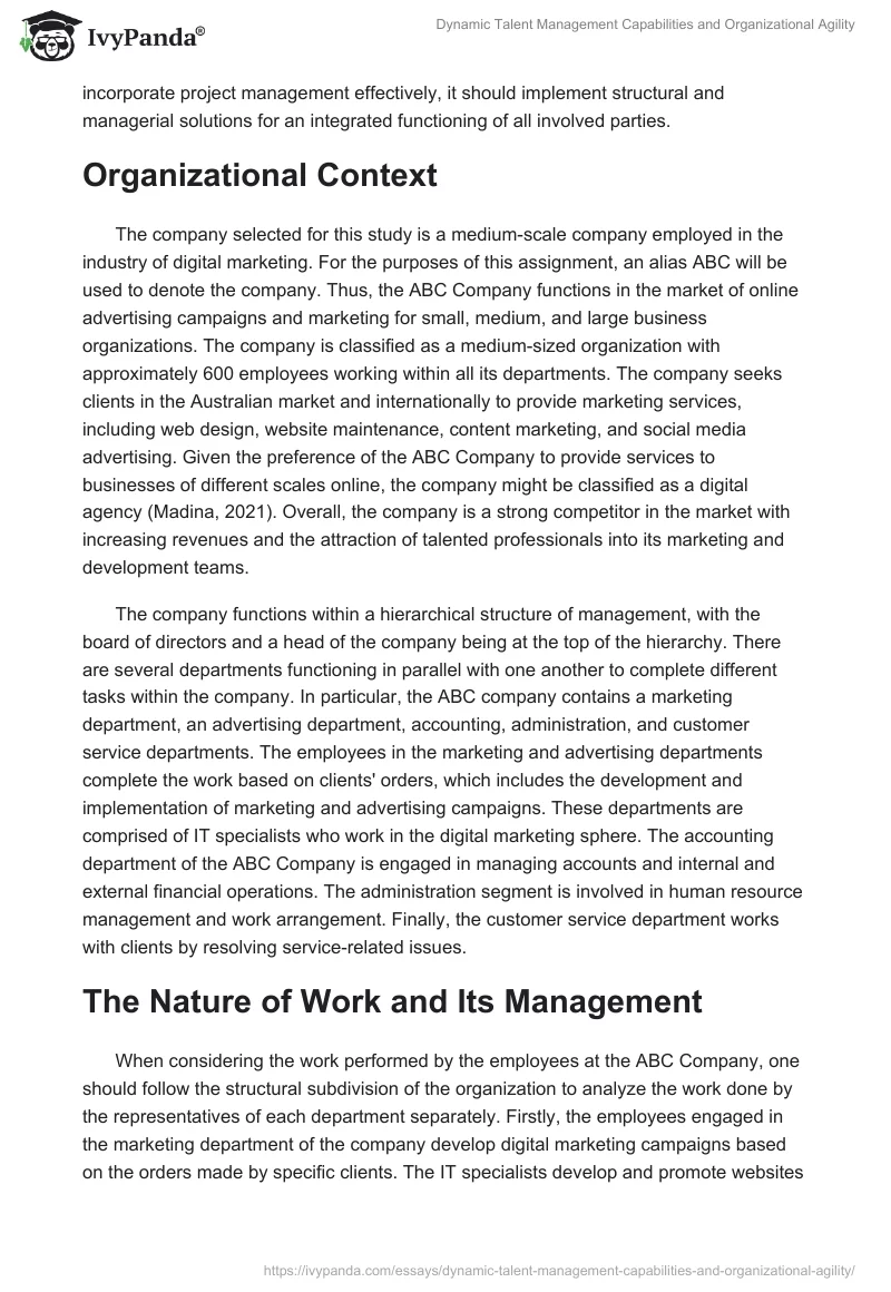 Dynamic Talent Management Capabilities and Organizational Agility. Page 2