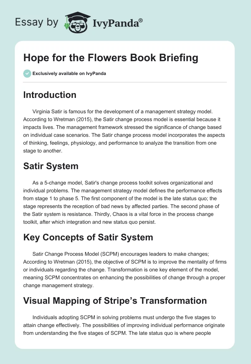 Hope for the Flowers Book Briefing. Page 1