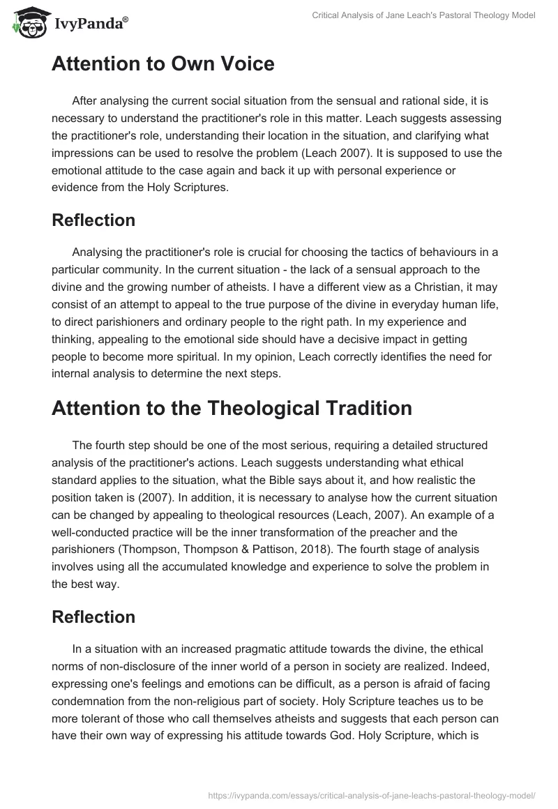 Critical Analysis of Jane Leach's Pastoral Theology Model. Page 4