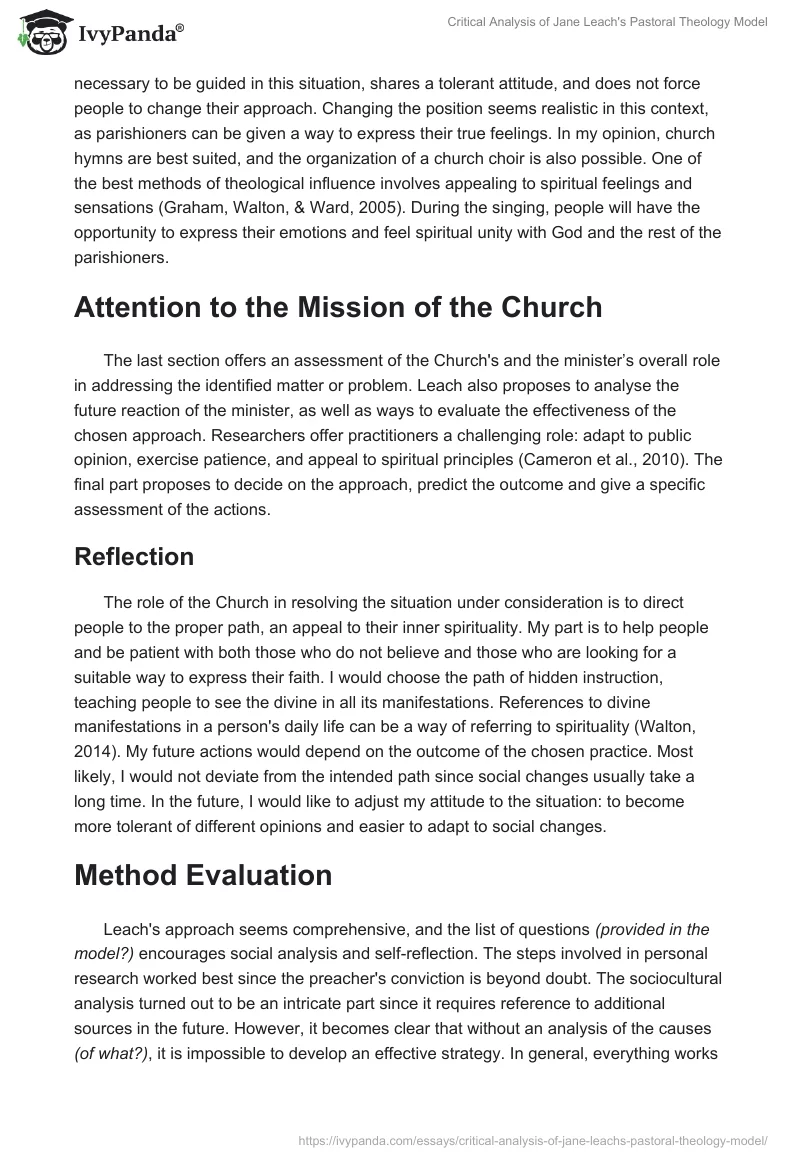 Critical Analysis of Jane Leach's Pastoral Theology Model. Page 5