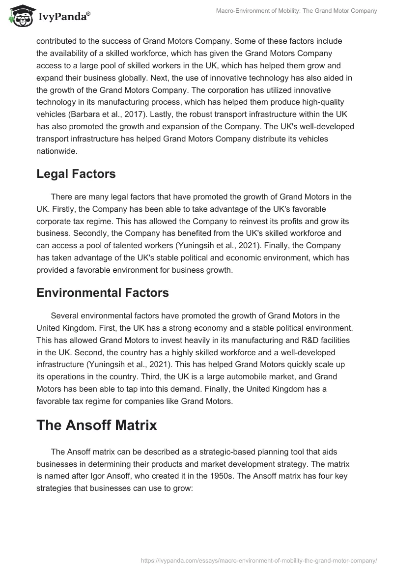 Macro-Environment of Mobility: The Grand Motor Company. Page 4